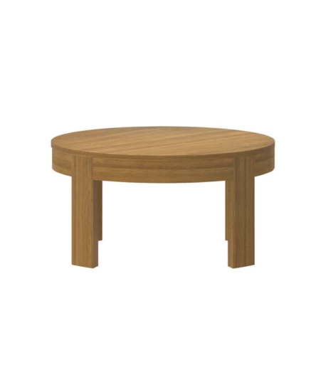 Plank and Beam Contour Round Coffee Table in Pecan